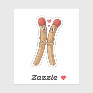 Matchstick Valentine's Day Aufkleber