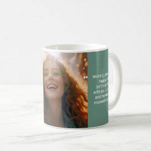 Mated Elegance Ocean Aquamarin Happy Birthday Foto Kaffeetasse