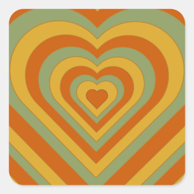 Mated Groovy Retro Layered Liebe Herz Quadratischer Aufkleber (Vorderseite)