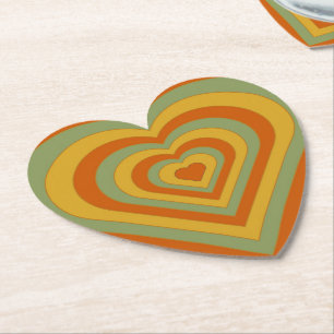Mated Groovy Retro Layered Liebe Herz Untersetzer