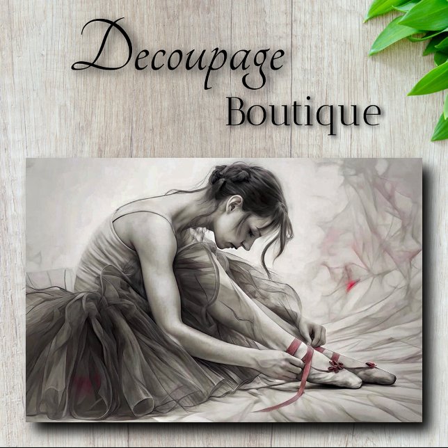 Mated Red Ballerina Sketch Decoupage Seidenpapier (Muted Red Ballerina Sketch Decoupage Tissue Paper)