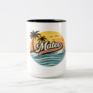 Mateo Retro Sonnenuntergangs-Name Design Zweifarbige Tasse