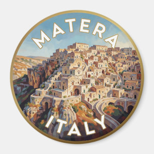 Matera Italien Historische Höhlenstadt Szene ⛰️ Magnet