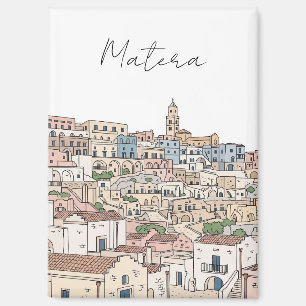 Matera Italien Reise Illustration Postkarte Magnet