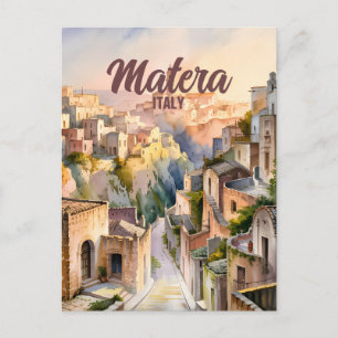 Matera Italien Sassi Aquarell Vintage Personalized Postkarte