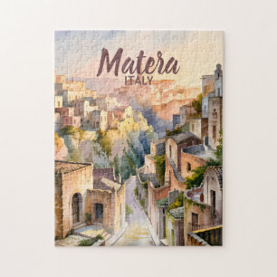 Matera Italien Sassi Personalisiertes Aquarell Vin