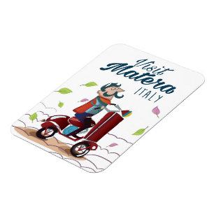 Matera Italy Cartoon Scooter Magnet