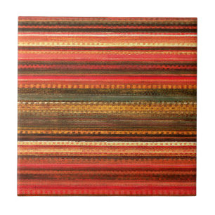Material Textil Streifen Rot Orange und Grün Fliese