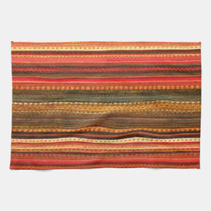 Material Textil Streifen Rot Orange und Grün Geschirrtuch