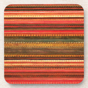 Material Textil Streifen Rot Orange und Grün Getränkeuntersetzer