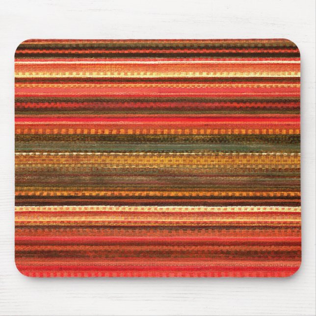 Material Textil Streifen Rot Orange und Grün Mousepad (Vorne)
