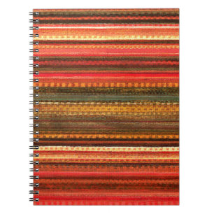 Material Textil Streifen Rot Orange und Grün Notizblock