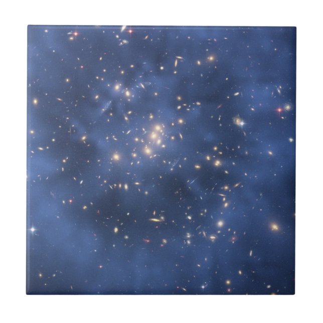 Materie-Ring und Galaxie-Gruppe im Kobalt-Blau Fliese (Vorderseite)