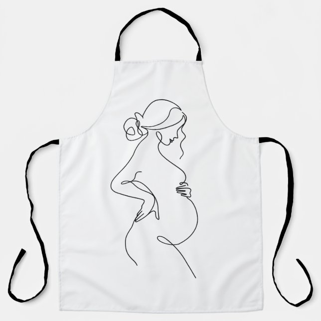 Maternal Elegance: Pregnant Women Line Art Schürze (Vorderseite)