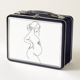 Maternale Eleganz: Line Art von schwangeren Frauen Metall Brotdose