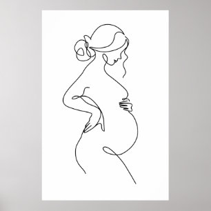 Maternale Eleganz: Schwangere Frauen Linienstichek Poster