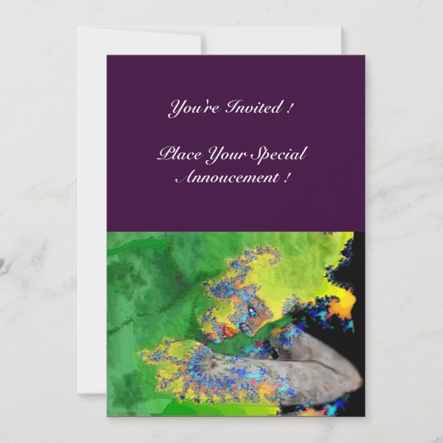 MATERVIBRATIONEN, grün-gelb lila Einladung (Vorderseite)