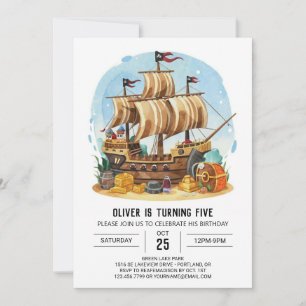 Matey Custom Boat Pirate Birthday Einladung
