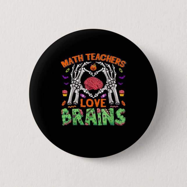 Math Brain Heart Skeleton Hand Zombie Halloween Button (Vorderseite)