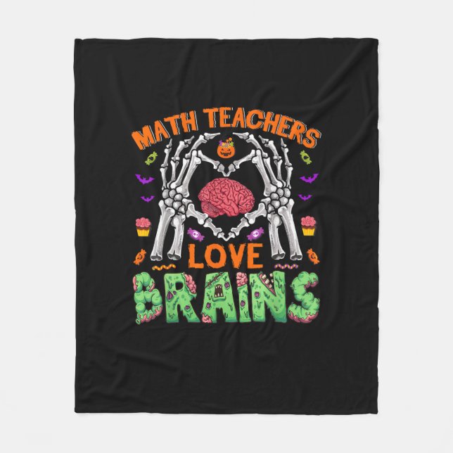Math Brain Heart Skeleton Hand Zombie Halloween Fleecedecke (Vorderseite)