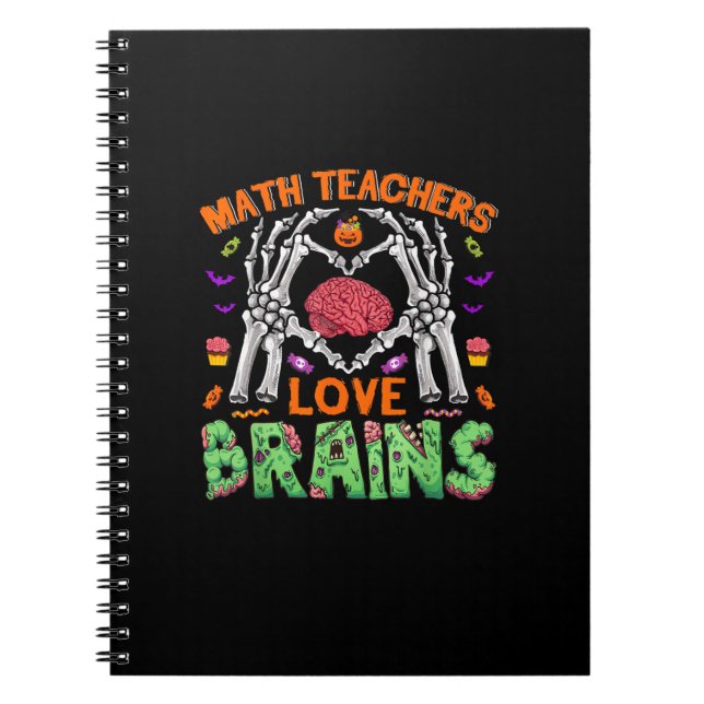 Math Brain Heart Skeleton Hand Zombie Halloween Notizblock (Vorderseite)