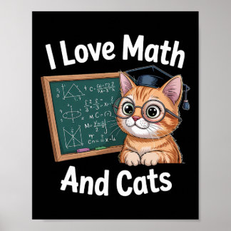 Math Cat Lover Funny Math Teacher I Love Math And  Poster