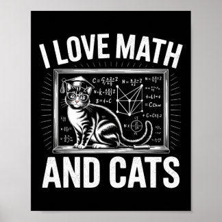 Math Cat Lover Funny Math Teacher I Love Math And  Poster