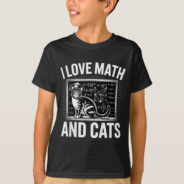 Math Cat Lover Funny Math Teacher I Love Math And  T-Shirt (Vorderseite)