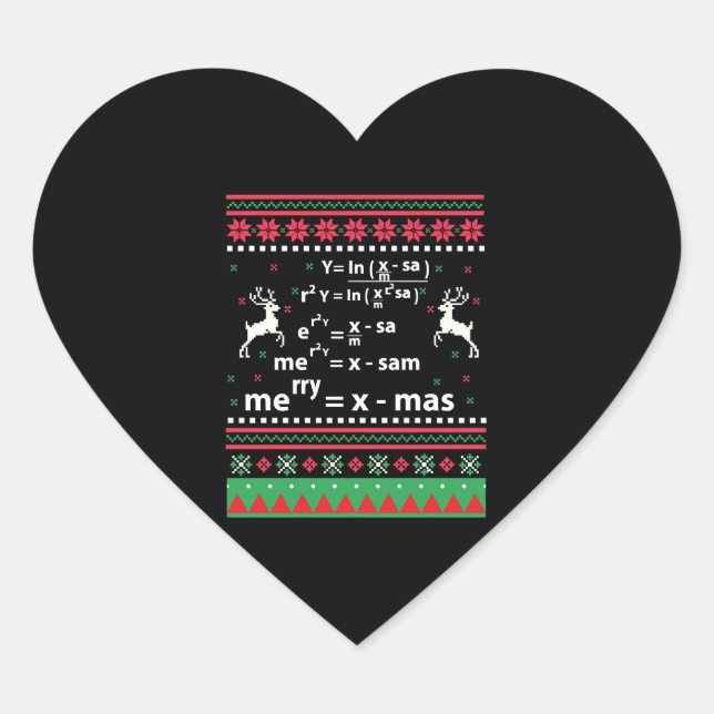 MATH CHRISTMAS Herz-Aufkleber (Vorderseite)