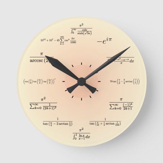 Math Clock (hellgelb) Runde Wanduhr (Vorderseite)