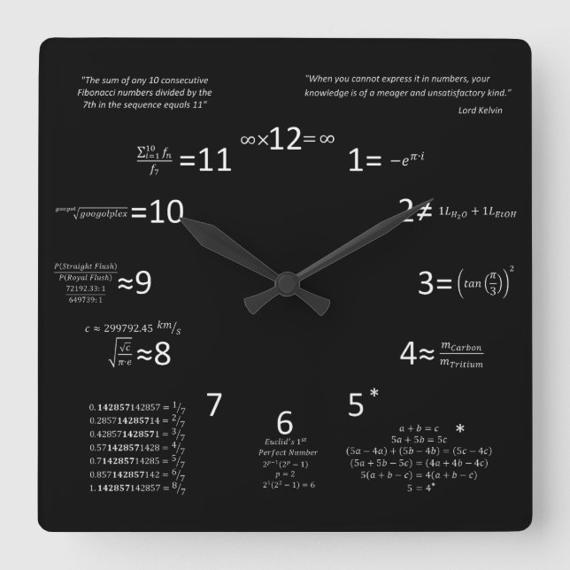 Math Clock Quadratische Wanduhr (Vorderseite)
