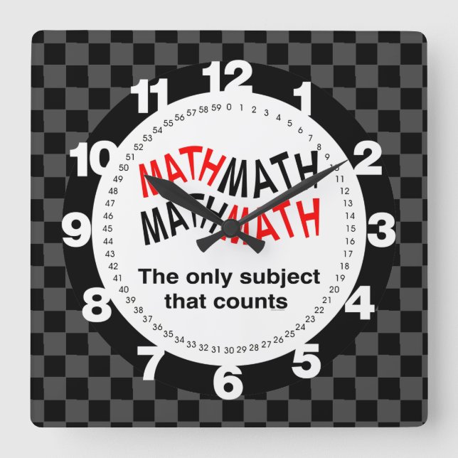Math Counts Wavy Quadratische Wanduhr (Vorderseite)