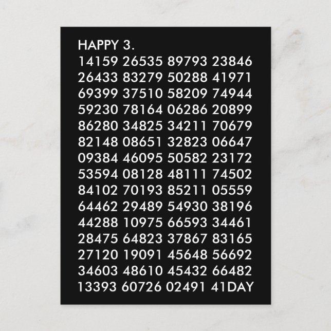 Math Digits 3.14 Funny Happy Pi Day Postkarte (Vorderseite)