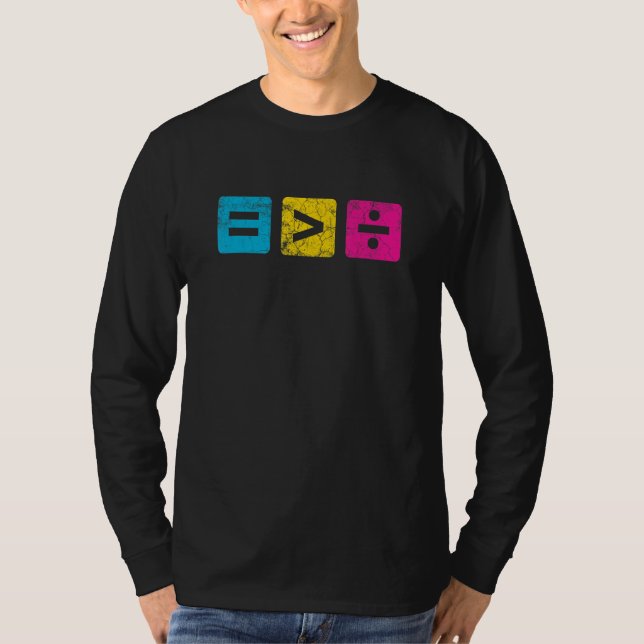 Math Equality Sign größer als Division Sign Soci T-Shirt (Vorderseite)