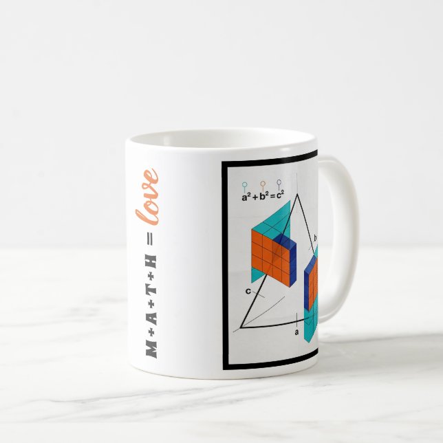 Math Equals Love 3D Tasse Pythagoräischer Lehrsatz (VorderseiteRechts)