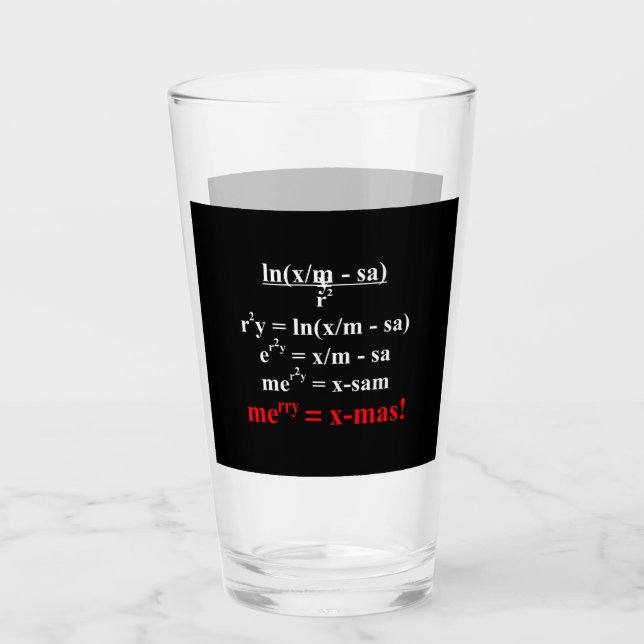 Math Equation Frohe Weihnachten Glas (Vorderseite)