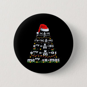 Math Equation Merry X-mas Funny Math Lehrer Chris Button