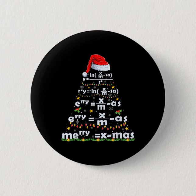 Math Equation Merry X-mas Funny Math Lehrer Chris Button (Vorderseite)