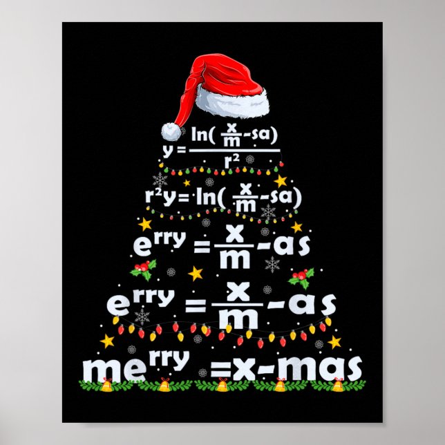 Math Equation Merry X-mas Funny Math Lehrer Chris Poster (Vorne)