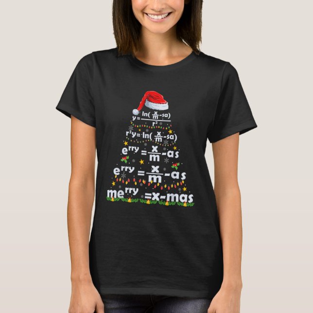 Math Equation Merry X-mas Funny Math Lehrer Chris T-Shirt (Vorderseite)