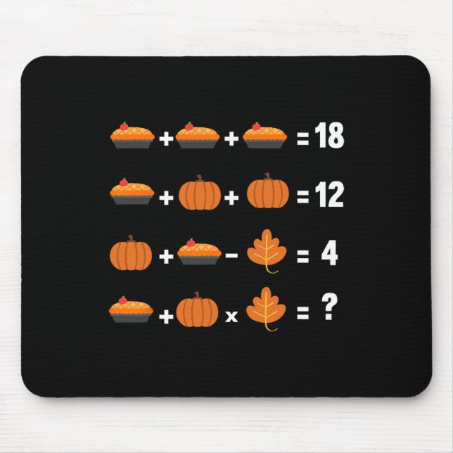 Math Equity Erntedank Day Funny Pumpkin Pie F Mousepad (Vorne)