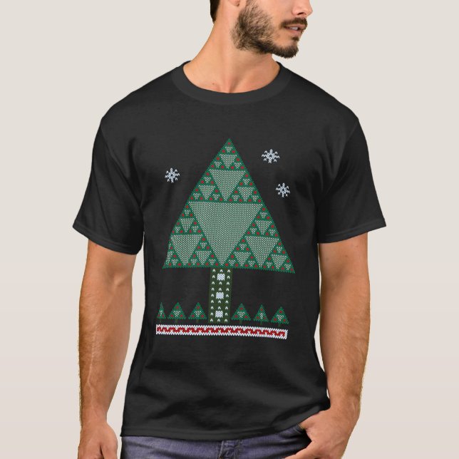 Math Fraktal Weihnachtsbaum Sierpinski Dreieck T-Shirt (Vorderseite)