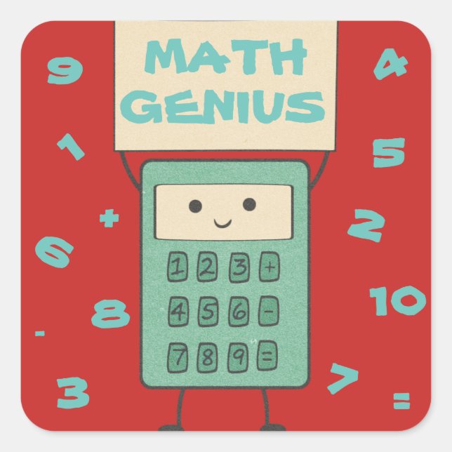 Math Genius Quadratischer Aufkleber (Vorderseite)