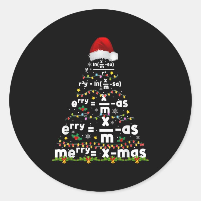 Math-Gleichung Frohe Weihnachten Saison Lehrer Wei Runder Aufkleber (Vorderseite)