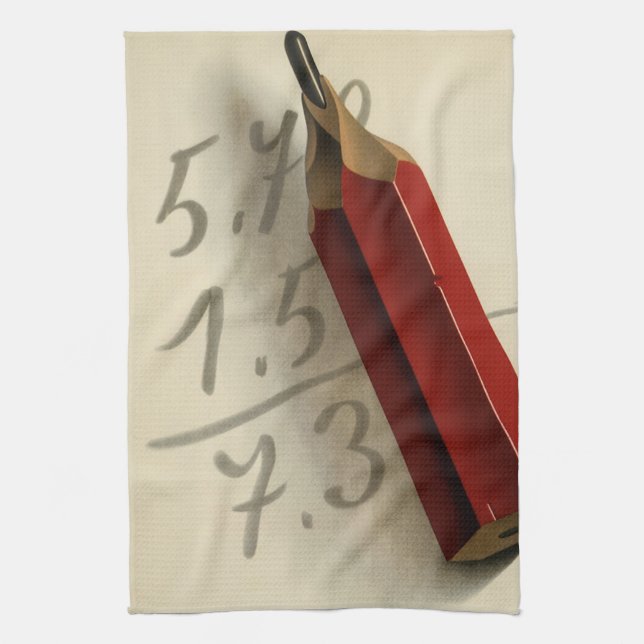 Math-Gleichung mit rotem Stift, Vintages Geschäft Handtuch (Vertikal)