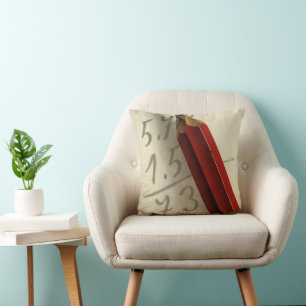 Math-Gleichung mit rotem Stift, Vintages Geschäft Kissen