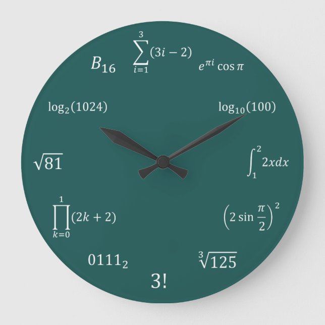 Math-Gleichungen und Notationen Große Wanduhr (Vorderseite)