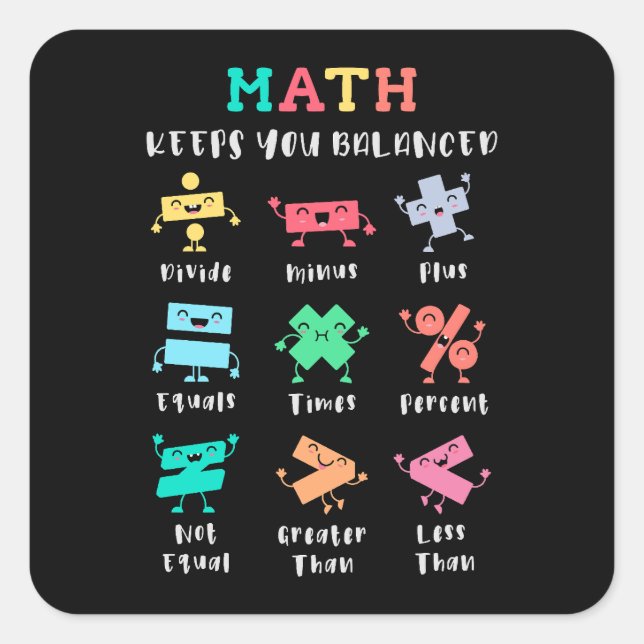 Math keeps you balanced quadratischer aufkleber (Vorderseite)