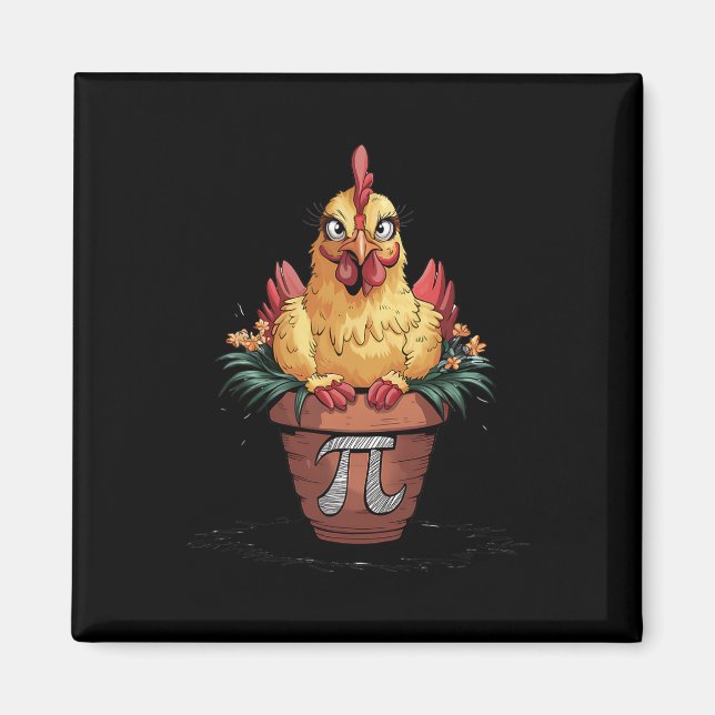 Math Liebhaber Geek 3.14 Lustiger Hühner-Topf Pi-T Magnet (Vorne)