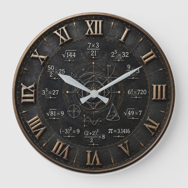 Math Mathematics Classroom Große Wanduhr (Vorderseite)